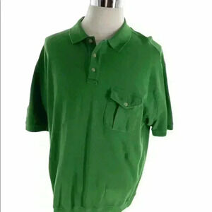 Duluth Trading Company Mens Green Armachillo Short Sleeves Polo Shirt Chest Pock